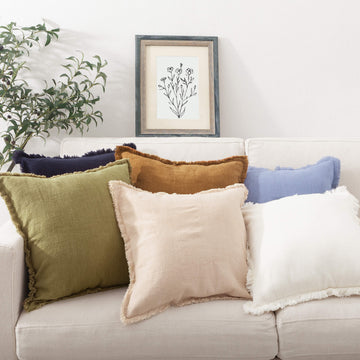 Linen Cushion Cover with Raw Edge